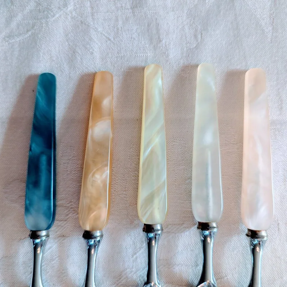 Lot of 6 VTG German MCM Dessert Bakelite Set Pyraline Cake Lifter Cake Forks